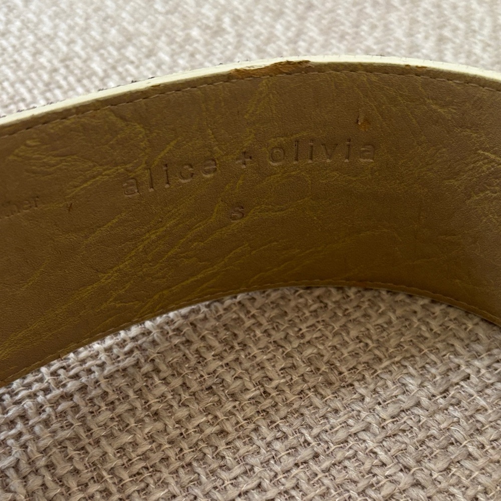Alice + Olivia Heart Pattern Belt - Brown and Cream Pony-hair — SZ S - Picture 3 of 4